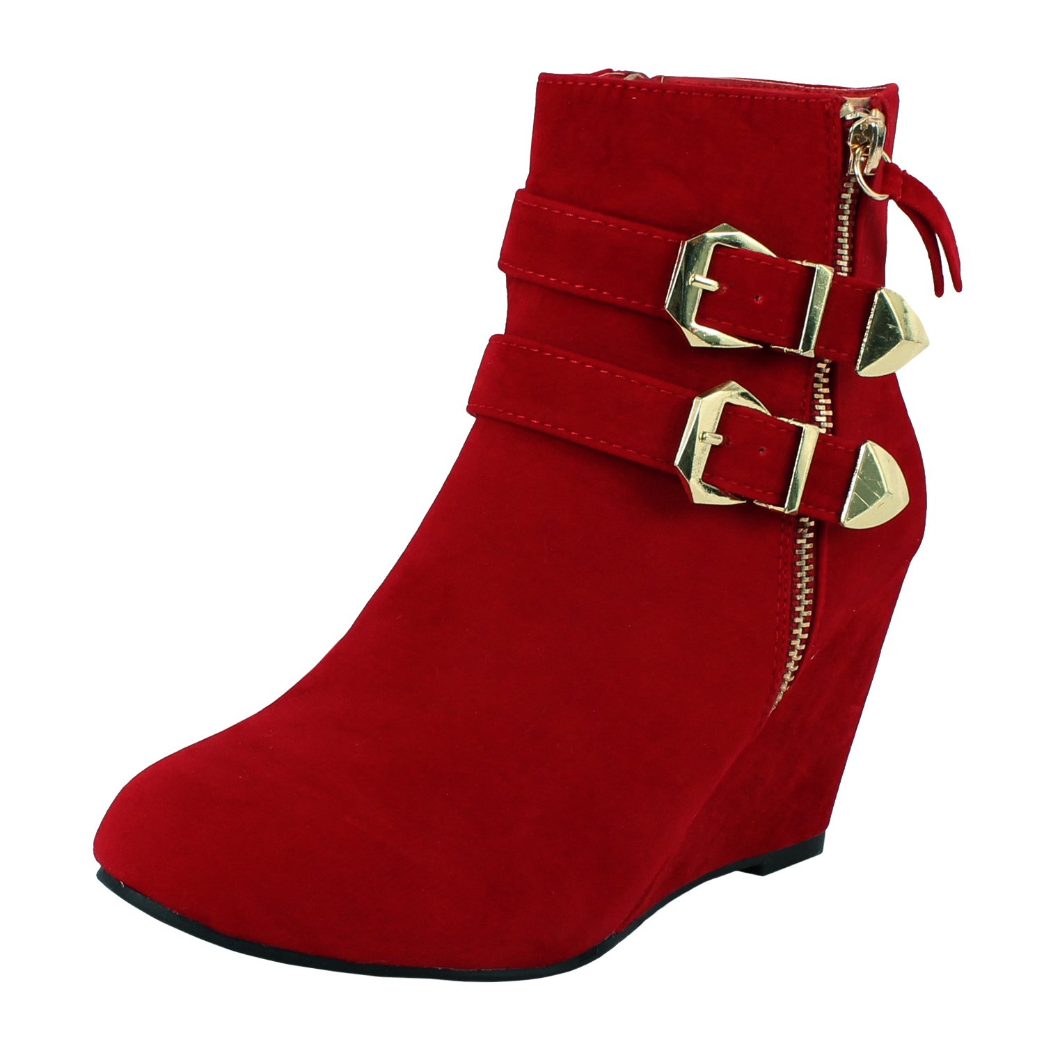 red booties wedges