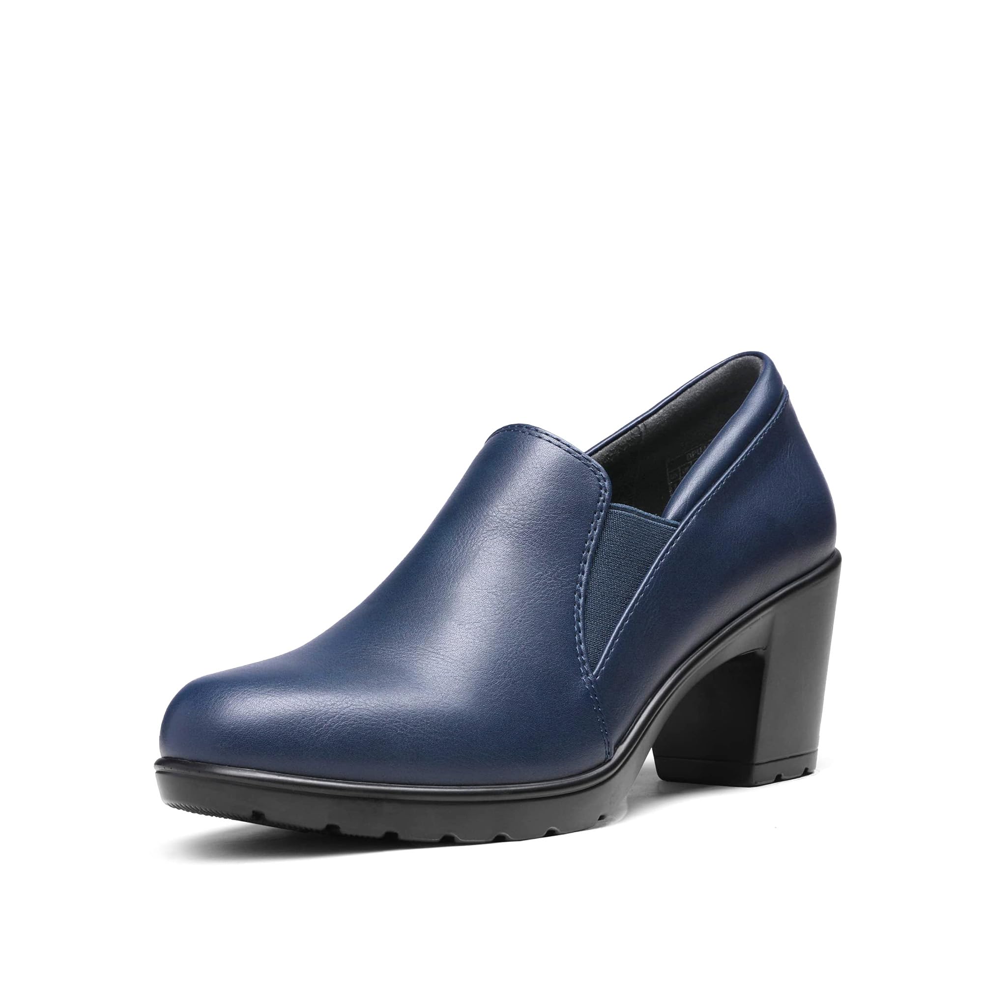 Photo 1 of DREAM PAIRS Women's Low Chunky Block Heels Pumps Comfortable Slip-on Heeled Loafers Dress Work Shoes for Office Business LOLA,Size 12,Navy,DPU214