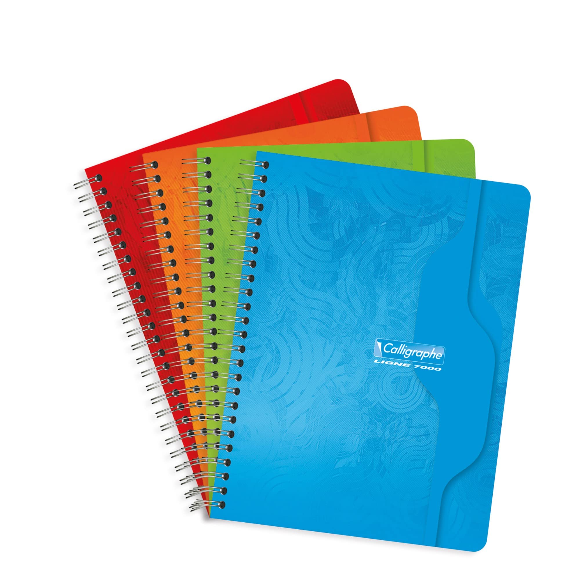 Calligraphe 401C Set of 10 Spiral Notebooks (Clairefontaine) - 17x22 cm - 100 Seyes Ruled Pages - 70 g White Paper - Varnished Card Cover - Random Colours