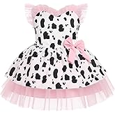 IMEKIS Toddler Girls Birthday Dress Cow Strawberry Floral Tulle Princess Party Dresses Summer Cake Smash Photo Shoot