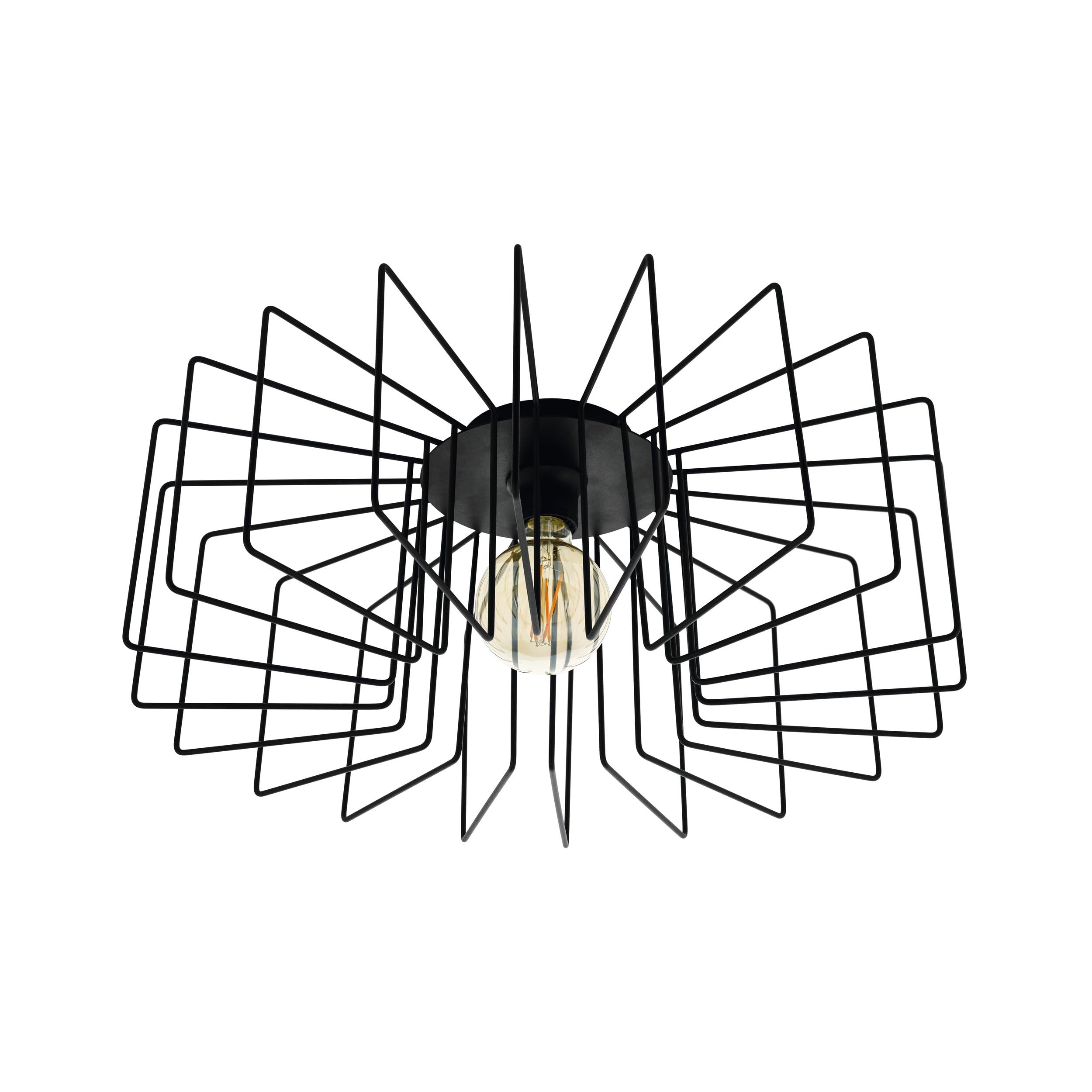 Eglo Ceiling lamp Tremedal, 1 Flame Ceiling Light Made of Steel, Living Room lamp in Black, Kitchen lamp, Hallway lamp Ceiling with E27 Socket