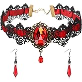 Jadive Gothic Choker Necklace Bat Dangle Earrings Halloween Jewelry Set for Women Witch Costume Vampire Accessories