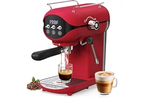Nesskoko Espresso Machine with Steam Milk Frother Semi Automatic 20 Bar Compact Red with Toggle Switch for home Cafetera Espresso, Latte, Cappuccino, Americano, Macchiato