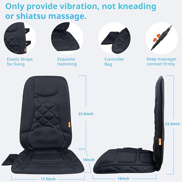 CARSHION 10 VIBRATION MOTORS, MASSAGE SEAT CUSHION WITH HEAT,BACK MASSAGER FOR CHAIR BACK MASSAGER HEATED SEAT COVER MASSAGE CHAIR PAD FOR PAIN RELIEF HOME OFFICE USE
