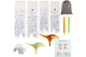 Vigdit Reflexology Socks with Tools,2 Pairs Reflexology Chart Socks with Trigger Point Massage Tool,Foot Ease Relief Socks for Men and Women,Pressure Point Socks with Acupressure Pen-White