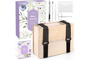 Auihiay Flower Press Kit with Instructions, 8 Layers 6.3 x 8.3 inches Plant Press Kit, Wood Flower Press Kit for Adults Kids to Make Dried Plant, DIY Flower Press Book Crafts