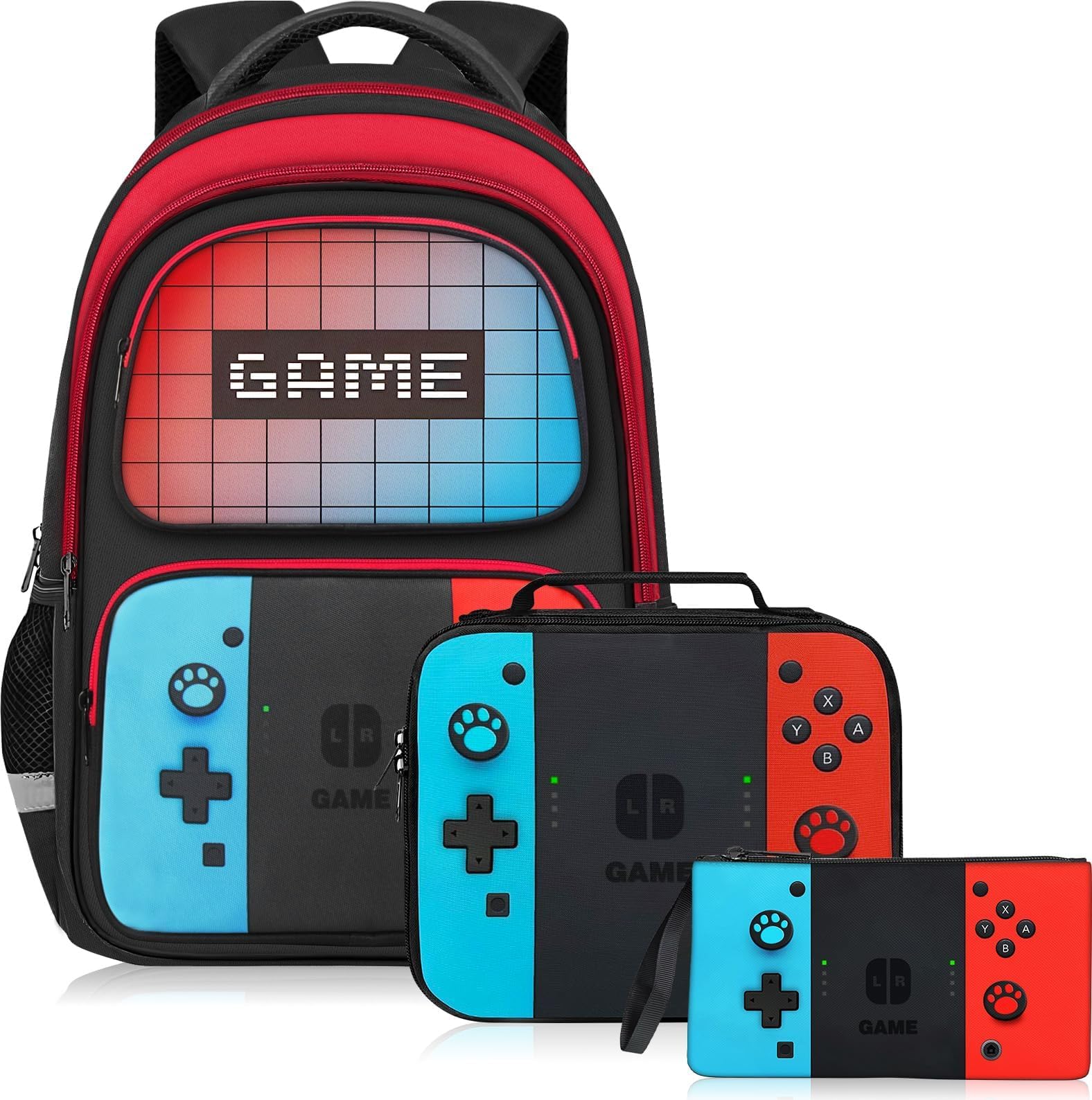 Photo 1 of TILYTADLY School Backpack for Boys - 3pcs Gamer Boys Backpack with Lunch Box and Pencil Case for Kids Children Teens Elementary Middle School - HFHTDC Video Game Bookbag 17? Large Capacity