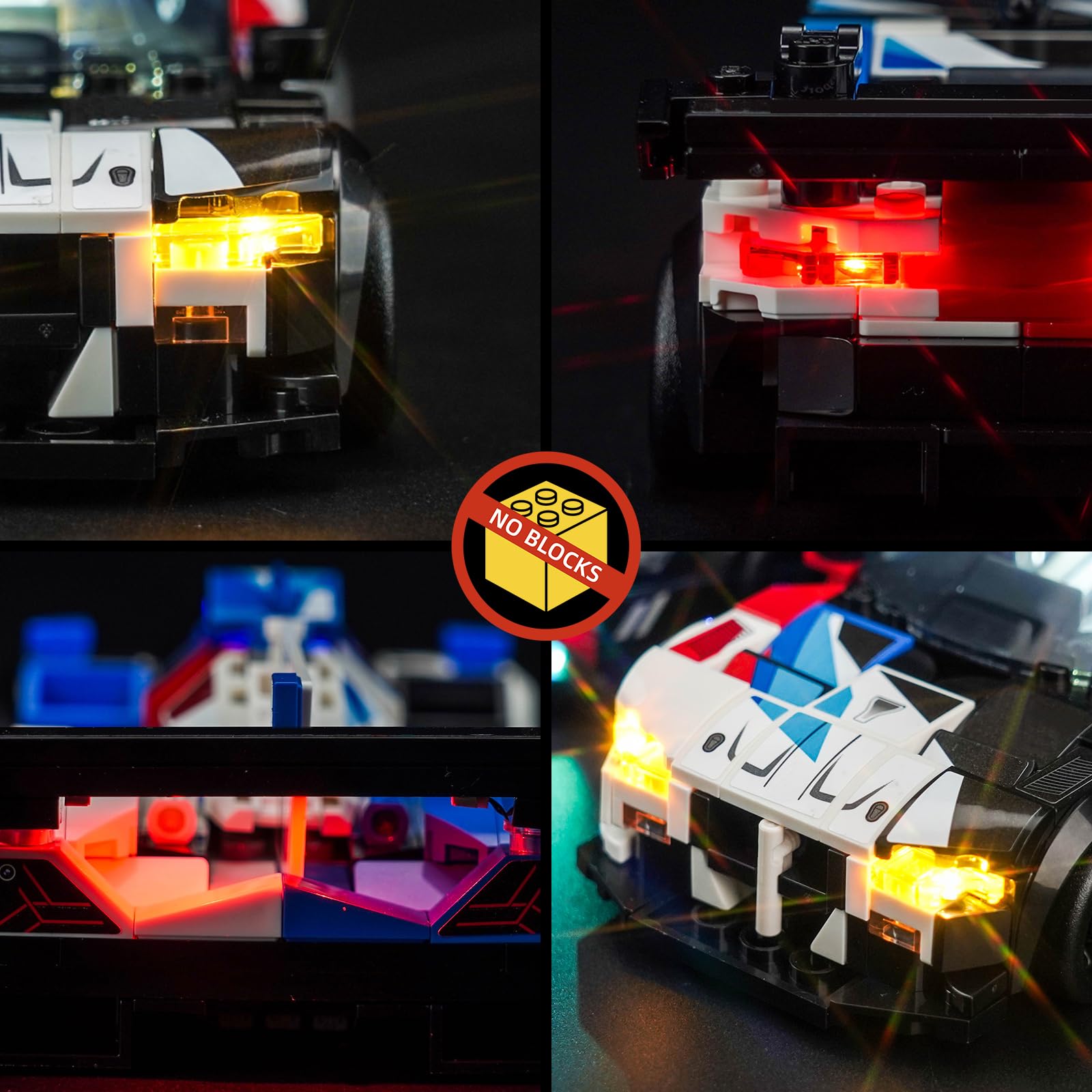 Led Licht Set für Lego Speed Champions BMW M4 GT3 & BMW M Hybrid V8 Rennwagen Auto-Spielzeug (Kein Lego), Dekorationsbeleuchtungsset für Lego 76922 BMW M4 GT3 & BMW M Hybrid V8 Race Cars 4
