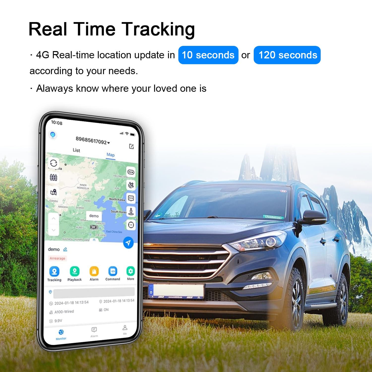 4G GPS Tracker for Vehicles Car Kids Assets, Car Tracker Device Hidden Tracking Devices for Cars Hidden Subscription Needed 10S Update Strong Magnetic Long Battery Life up