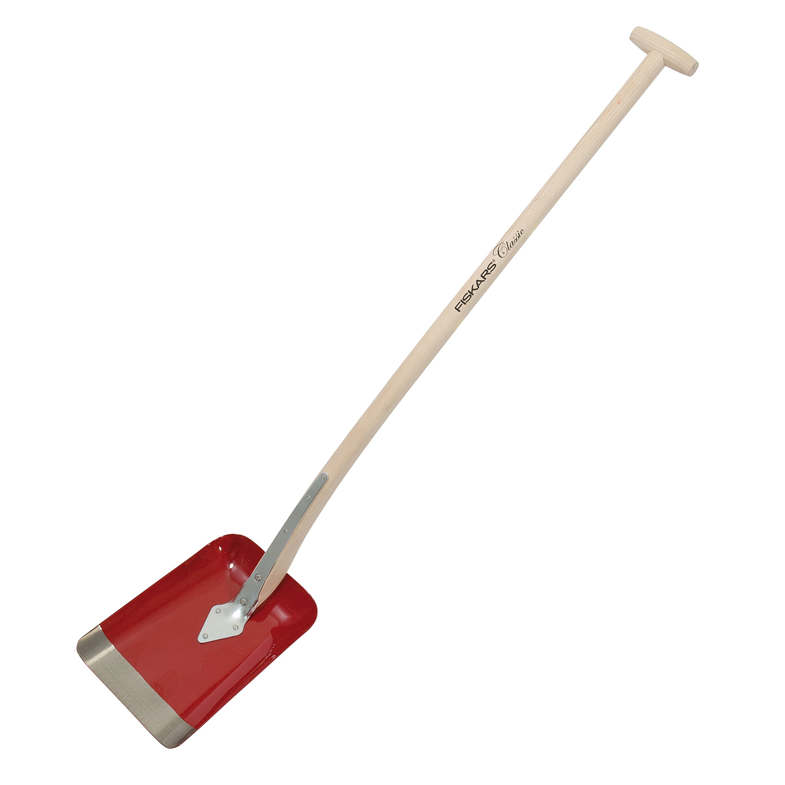 Fiskars Shovel, Width: 15.5 cm, Length: 127 cm, Stainless Steel, Knotless Ash Wood Handle/Steel Leaf, Red, Classic, 1003694 โ image 1