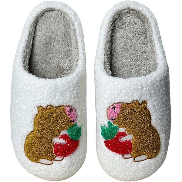 Visesunny Yellow Duck Pattern Memory Foam Slippers – Plush Fleece Indoor/Outdoor House Slippers, Medium