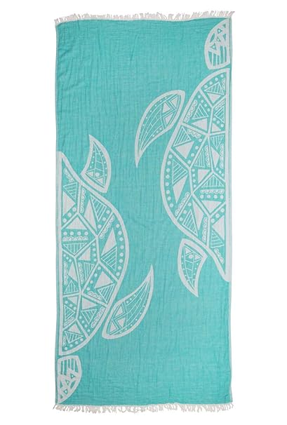 Zusenzomer Fouta De Plage Xxl Tortue 100x200 Vert De Mer