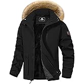 MAOYSSEN Men's Winter Coat Waterproof Warm Ski Snow Jacket Fur Hooded Parka Work Outerwear Snowboarding Jacket