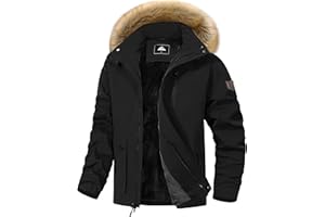 MAOYSSEN Men's Winter Coat Waterproof Warm Ski Snow Jacket Fur Hooded Parka Work Outerwear Snowboarding Jacket