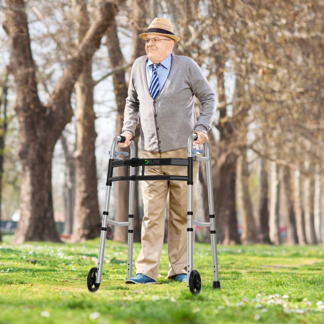 Delog Narrow Walkers for Seniors, Small Walkers for Seniors Tight Spaces Support Up to 350lbs, Standard Walkers for Seniors, Adults (Black)