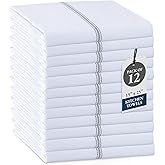 LANE LINEN Kitchen Hand Towels, 12 Pack Dish Towels for Kitchen Drying, 100% Cotton Super Absorbent Tea Towel, Quick Dry, 14"x25", Useful for Cleaning Countertops, Durable for Daily Use - Grey Stripe