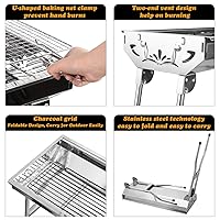 Tragbarer Grill Aus Edelstahl - Klappbarer Holzkohlegrill Für Camping & Picknick