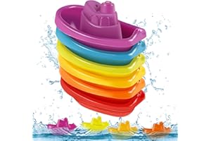 Cosaway Bath Toys for Kids Ages 1-3, Bathtub Floating Boats Toys for Toddlers Gifts 1 2 3 Years Old, 6Packs