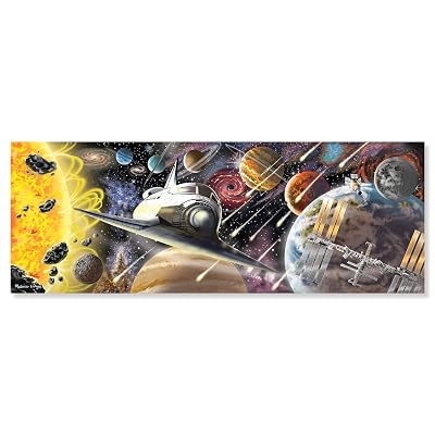 Melissa &amp; Doug Exploring Space Floor Puzzle Easy-Clean Surface, Promotes Hand-Eye Coordination, 200 Pieces, 50&rdquo; L x 18&rdquo; W