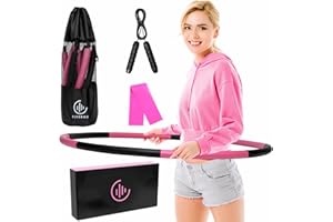Fiteroc Weighted Fitness Hula Hoop Adult Beginner - Weighted Hula Hoop for Adults - Detachable and Portable - Exercise Holahoop with Jump Rope, Resistance Band and Carry Bag