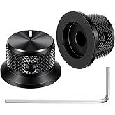Fiyooau 2Pcs Aluminium Potentiometer Knob, 1/4" D Shaft Knob Universal Black Guitar Volume Knobs with Set Screw for Guitar/Bass/AMPS/Preamps