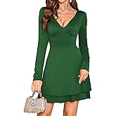 ZAFUL Womens Long Sleeve Ruffle Mini Dress Bodycon Ruched Waist Corset Short Cocktail Party Dresses