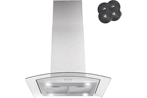 AKDY 30 in. Island Mount Range Hood, 3-Speed Fan and LED Lights in Stainless Steel with Tempered Glass, Convertible Range Hood Ducted to Ductless with 2-Sets of Carbon Filters