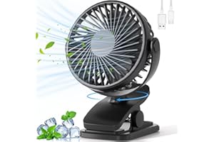 BDXXJ Portable Clip on Fan, 360° Rotate Battery Operated Stroller Fan, 3 Speed Quiet Mini Personal Desk Fan, USB Rechargeable Clooing Fan for Outdoor Camping Golf Cart Stroller Home Office Black