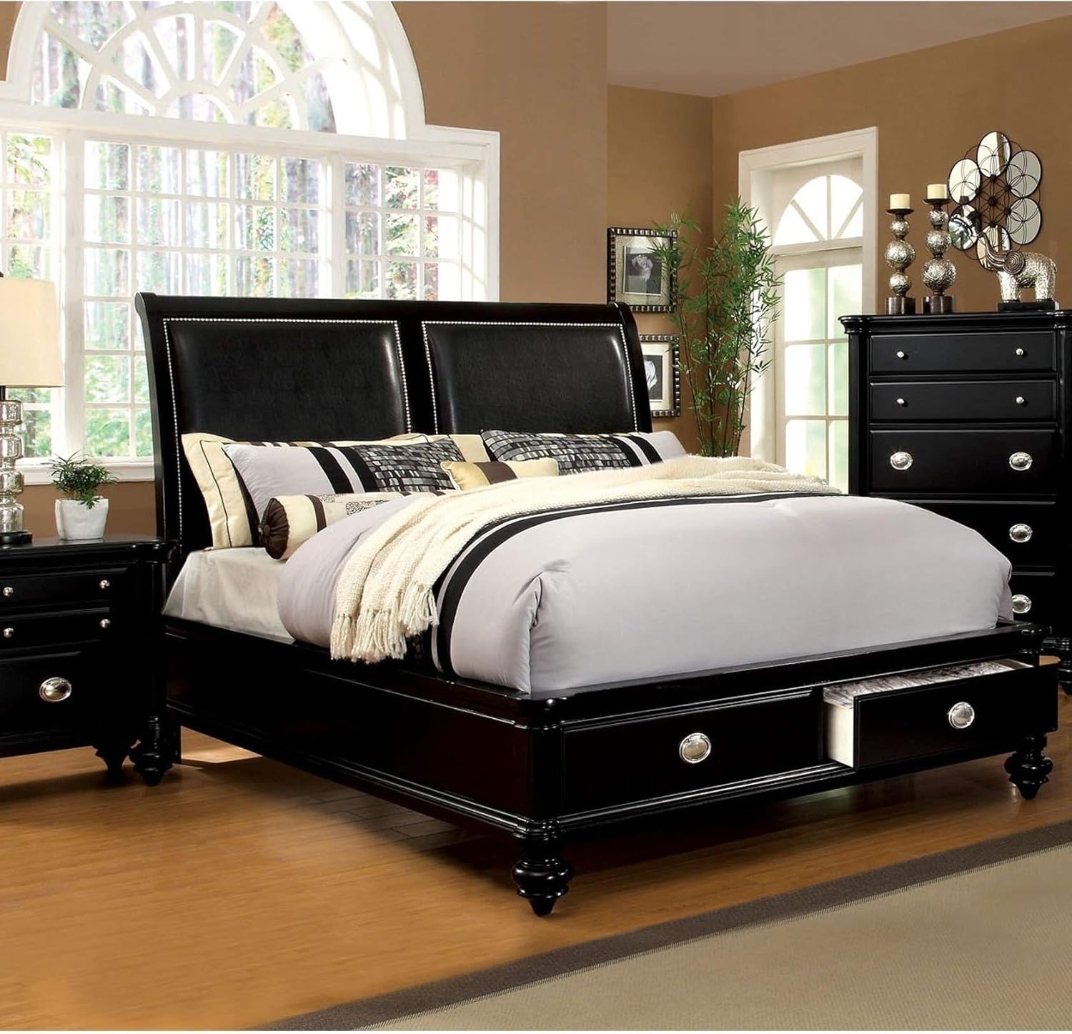 Amazon Com Furniture Of America Modern Platform Bed With Drawers