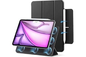 ESR for iPad Air 13 Inch Case M2(2024), iPad Pro 12.9 Case (2022/2021, 6th/5th Gen), Powerful Magnetic Attachment, Slim Trifold Stand Case, Supports Pencil Pro and Pencil(USB-C), Rebound Series, Black