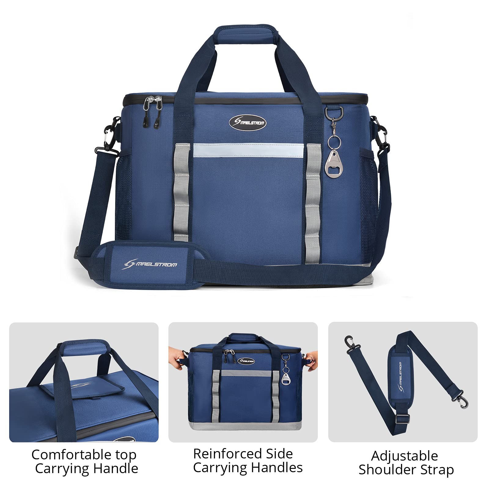 Maelstrom Collapsible Soft Cooler Bag, 24/30/60/75 Cans Beach Cooler, Ice Chest, Leakproof & Portable for Beach, Camping, Road Trips & Grocery Shopping