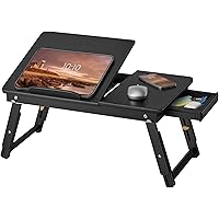 SONGMICS Laptop Desk for Bed or Sofa with Tilting Top, Breakfast Serving Tray with Folding Legs, Fits up to 15.6 Inches Scree