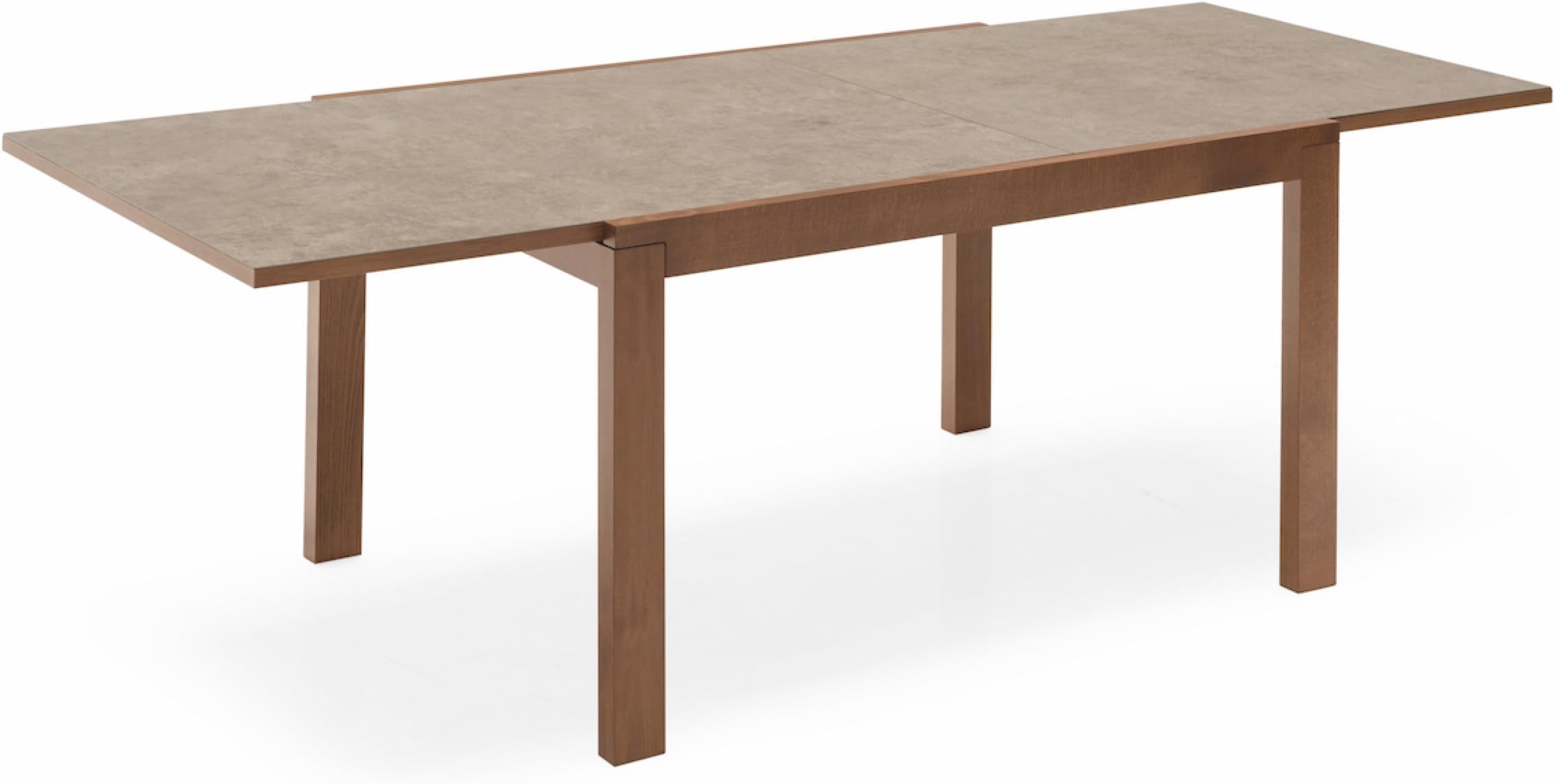 Connubia New Smart Extending Table - Ceramic Nougat Top - Beech Walnut Frame - Beech Walnut Legs