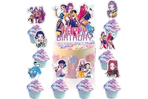 ZUOSEN Cartoon Happy Birthday Cake Toppers Set with 24pcs Cupcake Toppers, 1pcs Happy Birthday Cake Topper, Movies Themed Birthday Party Supplies, Perfect for Party Decorations
