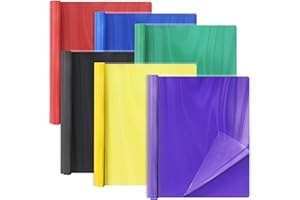 HEYPLACE 6PCS Plastic Folders Colored, File Folders with 3-Prong 6 Colors Fit A4 Paper, Folders with 3 Hole Ring Binder Project Organizer for Office and School Letter Size