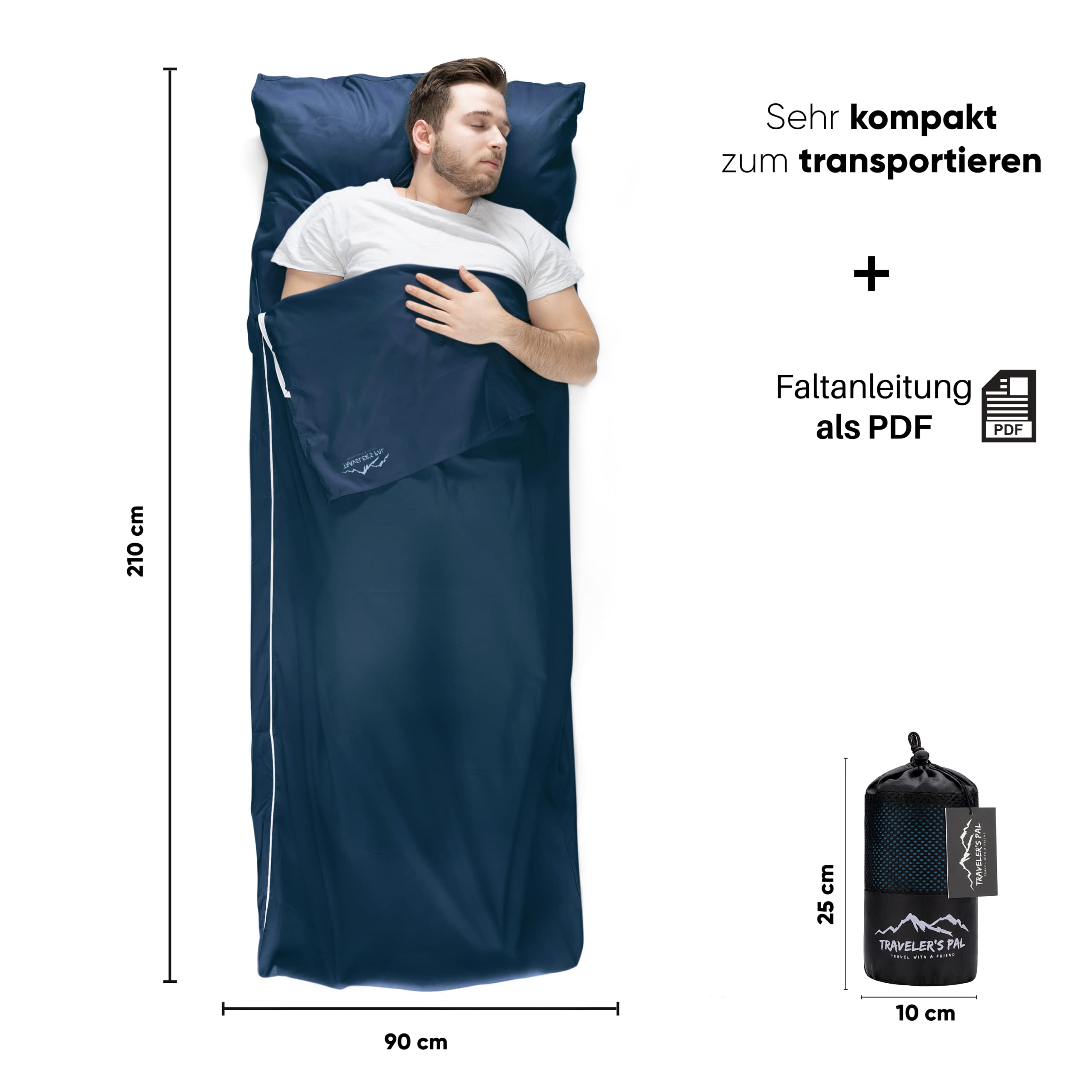 Traveler's Pal Hüttenschlafsack aus 100% Duraweave - Reiseschlafsack - Leichter und dünner Inlett Sommerschlafsack (Indigoblau) 4