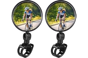 TAGVO Bike Mirror, Bicycle Cycling Rear View Safe Mirrors, Adjustable Rotatable Handlebars Mounted Plastic Convex Mirror for Mountain Road Bikes