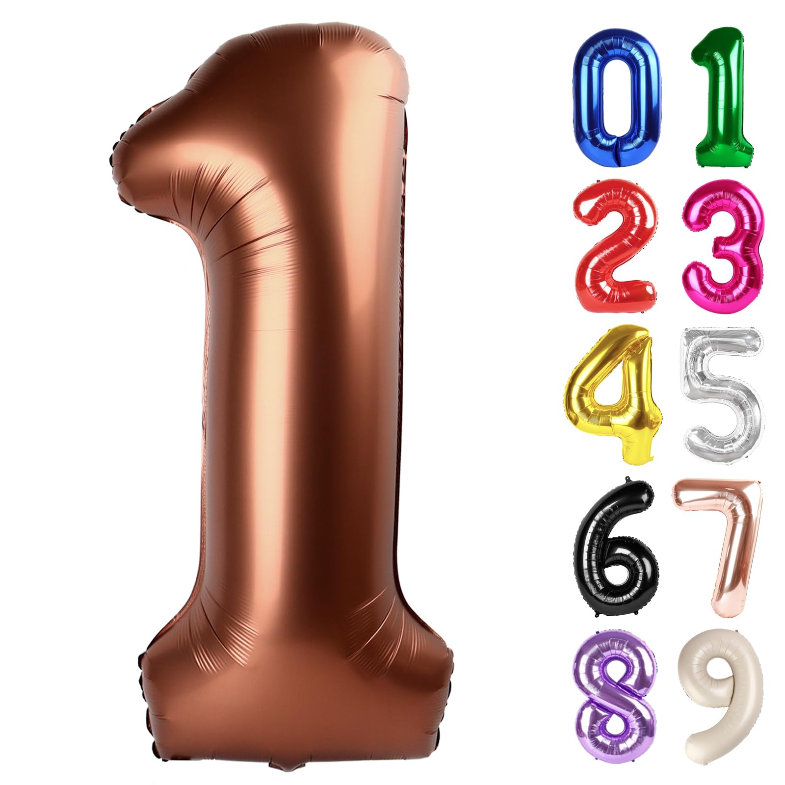 Photo 1 of 1 Balloon - Coffee Brown Birthday Number Balloons, 40 Inch Large Foil Balloons for Men Women Boys Girls Coffee Brown Themed Birthday Decorations