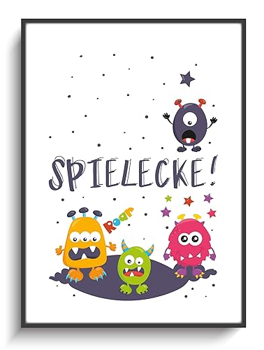 Wandgestaltung Kinderzimmer Din A4 Wandbild Spielecke 4 Ohne Rahmen Design Lustig Ungeheuer Sterne Kleine Monster Modern Jugendzimmer Madchen Junge Amazon De Handmade