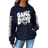 CAZYCHILD Football Shirt for Women Game Day Sweatshirts Womens Football Mom Hoodie Youth Long Sleeve Jersey