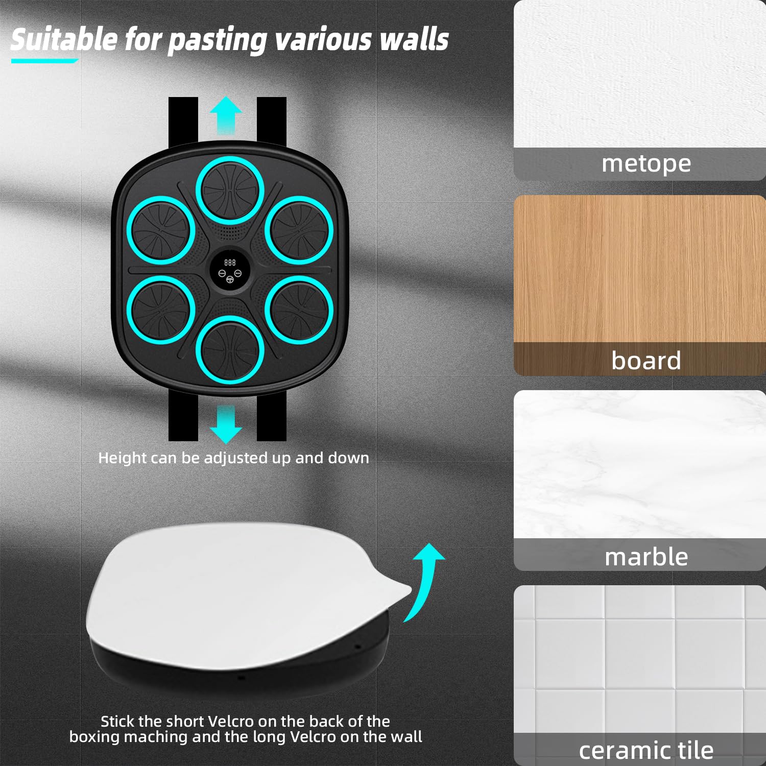 ColorAns 2024 Smart Music Boxing Machine with Boxing Gloves, Bluetooth Training Machine with LED Electronic Wall Mounted, Electronic Focus Agility Training Digital Boxing for Kids and Adults