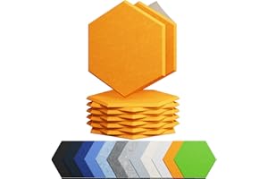 Amantech 12 Pack Acoustic Panels Self Adhesive Sound Proof Foam, High Density Sound Acoustic Foam Panel, 12X10.23X0.4 Inch Hexagon Wall Panels in Home, Office, Reccording Room, Studio(Orange)