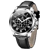 Taxau Mens Watches Luxury Dress Waterproof Leather Watch with Date Day Analog Quartz Large Number Wrist Watch Casual Classic Luminous Scales Big Face Easy Read Reloj para Hombre