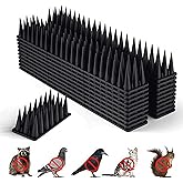 BORHOOD Bird Spikes, 20 Pack Pigeon Deterrent for Small Birds Raccoon Cats Defender for Outside to Keep Squirrel Away, Plastic Fence Spike for Railing and Roof-Black