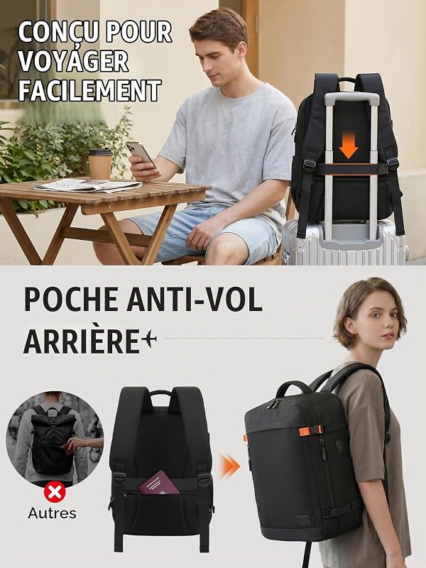 sac a dos voyage cabine avion 40x30x20 Extensible 24-30L Ryanair
