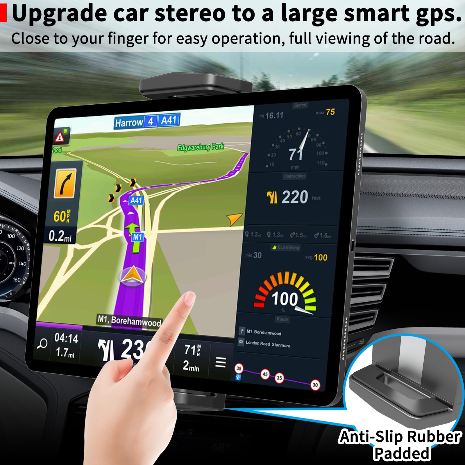 APPS2Car for Sturdy iPad Holder for Car CD Slot Tablet Mount, 2-in-1 Universal 4.7-13