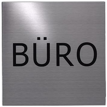 XAPTOVi - Türschild / Türschilder aus Rostfrei Edelstahl - text: Büro | 12.5 x 12.5 cm Quadratisch | 5 Jahre Garantie | Metal