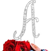 LINGPAR Letter A Cake Topper Rhinestone Crystal Silver Letter for Wedding or Anniversary Birthday Party Decoration Supplies