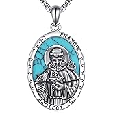 YFN Sterling Silver Saint Francis/Saint Sebastian Necklace for Men & Women, 925 Silver St. Francis of Assisi Pendant, Catholic Animal Lover Jewelry, 18+2 Inch Adjustable Chain, Religious Gift