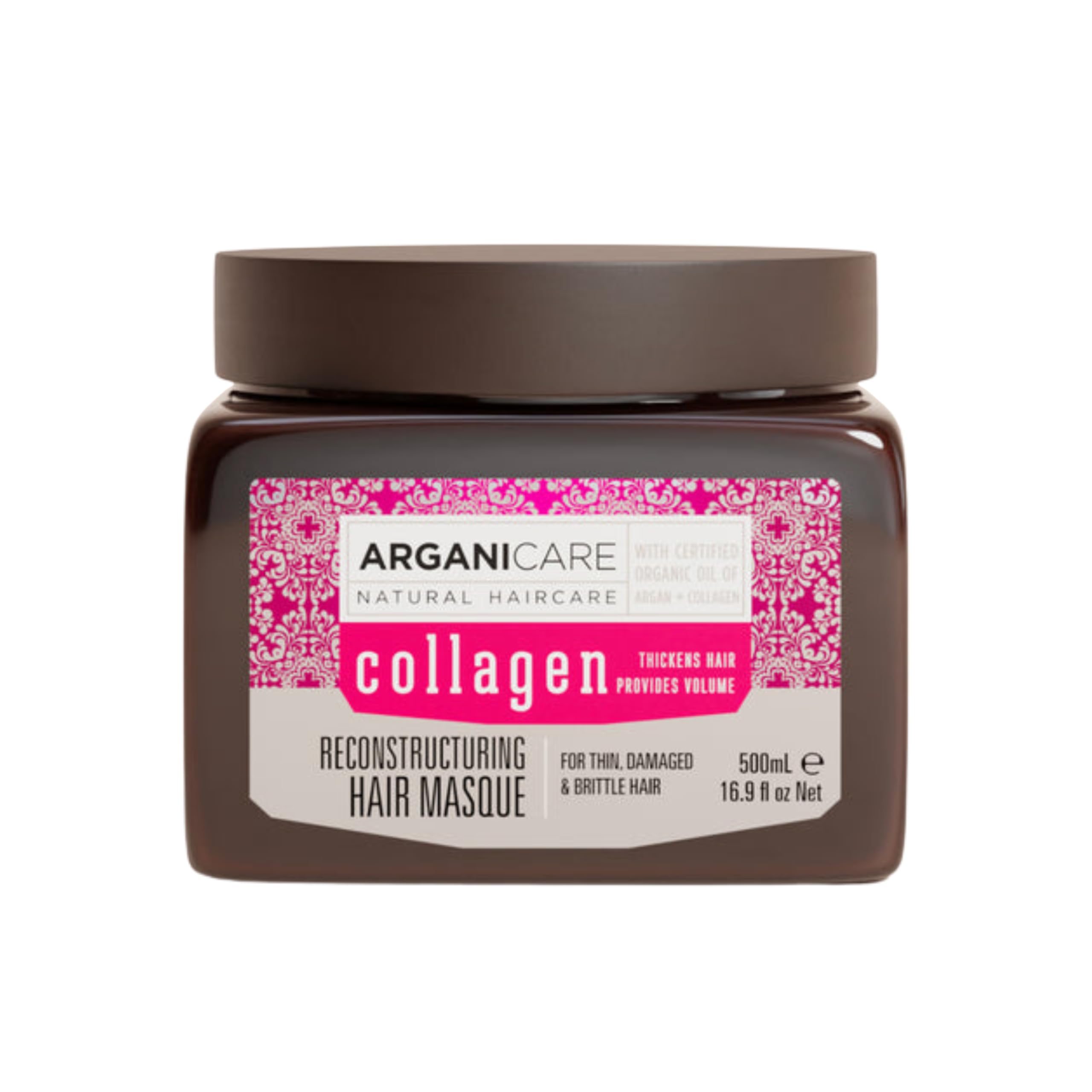 Arganicare | Collagen Reconstructing Hair Masque | Thin, Damaged and Brittle Hair | Intensive Conditioning Mask | Softness, Shine and Manageability | 500 ml